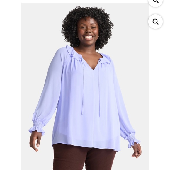 Terra & Sky Tops - Terra and Sky Women’s Plus Lavender Ruffle Neck Blouse Size 3X NWT